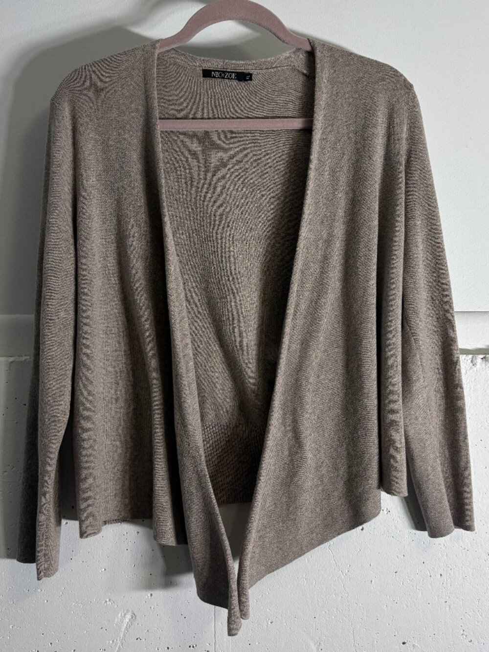 NIC+ZOE Taupe Open Front Cardigan